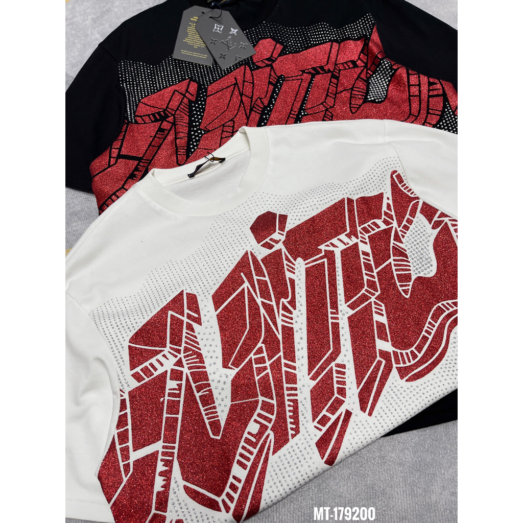 [ MỚi] Áo thun LV Kim tuyến đỏ unisex, tay lỡ form rộng oversize, 100% cotton thoáng mát, localbrand hot | BigBuy360 - bigbuy360.vn