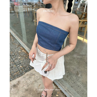 Áo ống denim tubi top | 𝐭𝐡𝐞𝐥𝐞𝐭𝐲
