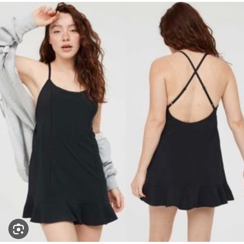 (D1756B) Đầm thể thao hở lưng có quần màu đen - Thanh lý vnxk
