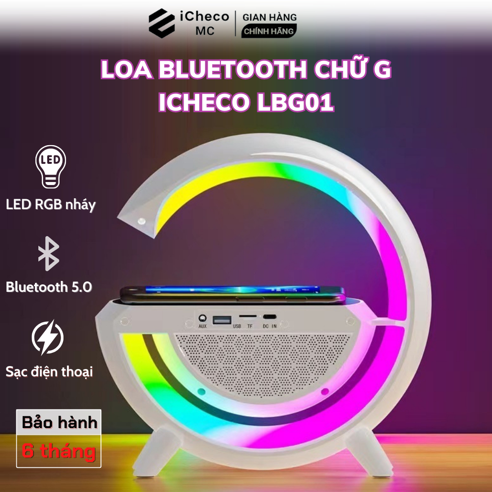 Loa bluetooth Decor kiêm sạc không dây chữ G LBG01 tích hợp đèn ngủ nhiều màu