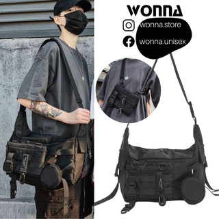 Túi Đeo Chéo Hộp To Có Thể Tách Rời 3IN1 Đi Học Kèm Túi Nhỏ Ngầu Wonna Unisex Nam Nữ Chống Nước Hàn Quốc Đường Phố
