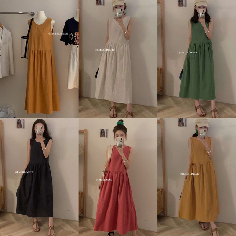 BEST SELLER Váy linen dáng dài xuất Hàn IMISS 30286