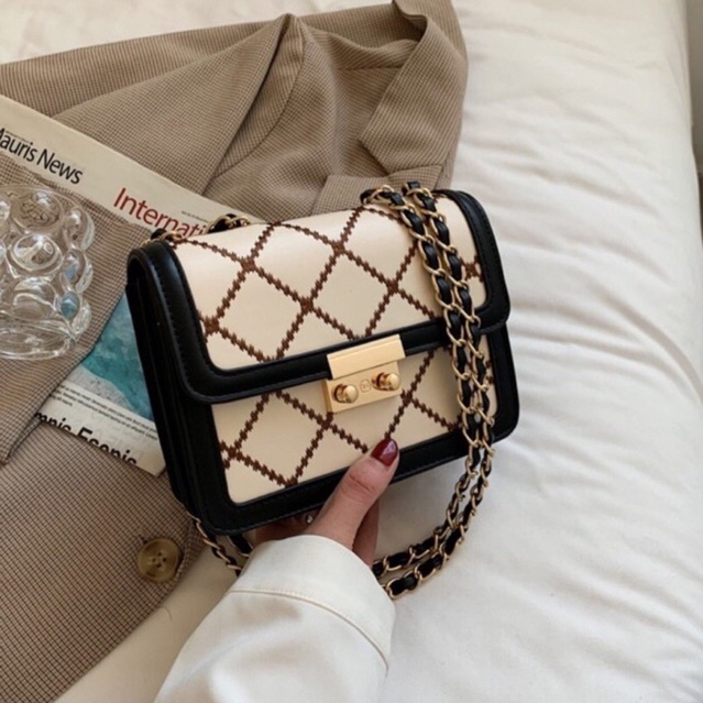 Túi đeo chéo xách tay HỘP ĐINH khoá sập chống rơi đồ quai da phong cách trẻ trung T700