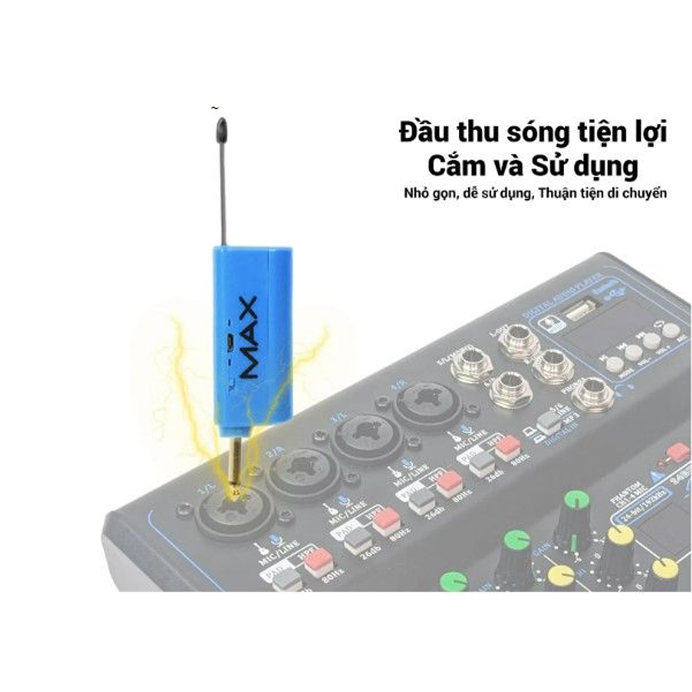 Combo Bàn Trộn Mixer Yamaha F4 Pro, Tặng Kèm 2 Micro Không Dây Đa Năng Max 56, Tích Hợp 16 Chế Độ Vang Số DSP