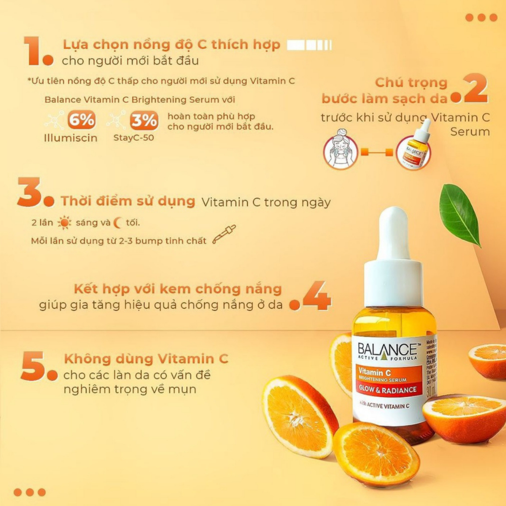 Serum Balance Vitamin C trắng da mờ thâm mụn Hyaluronic cấp nước và Niacinamide dưỡng ẩm chính hãng 30ml | Mmall_vn