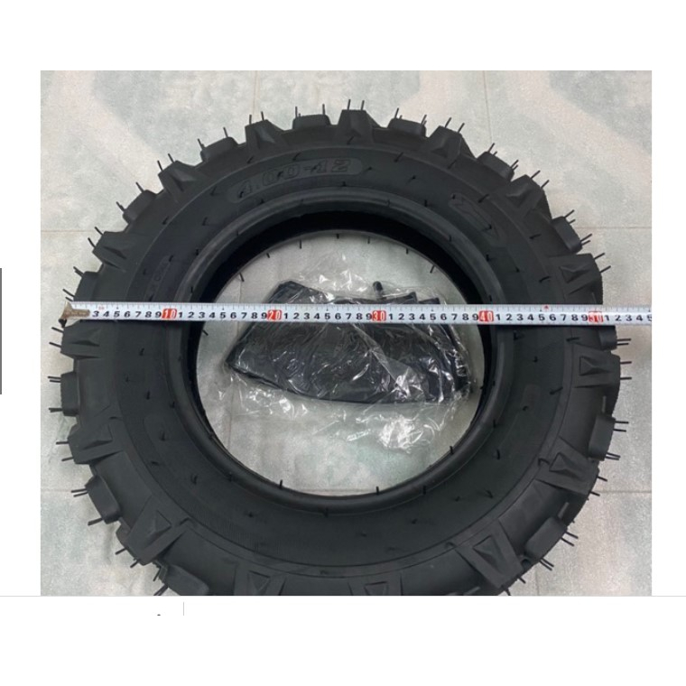 1 Vỏ,lốp gai và 1 săm 400-12,loại 8pr dùng ráp cho các loại mâm,lazang 400,450,500-12, đường kính 51cm,bề rộng 10cm