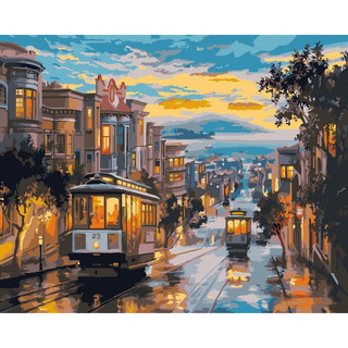 Tranh sơn dầu số hóa DIY đã căng khung khổ 40x50cm - Tranh Chuyến xe lửa