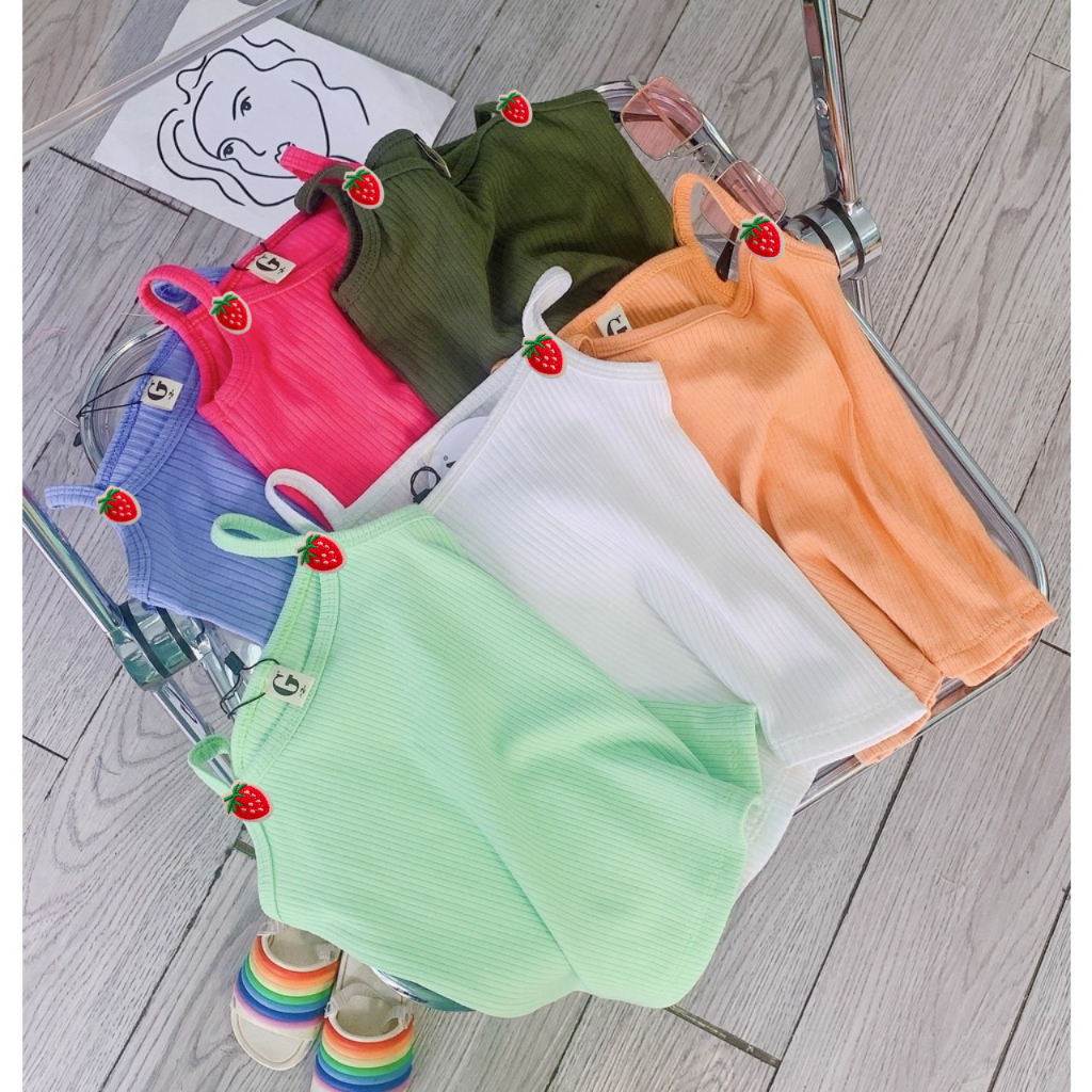 Áo Thun Hai Dây Bé gái Thun Tăm Mềm, Áo 2 Dây Sát Nách mùa hè cho bé,