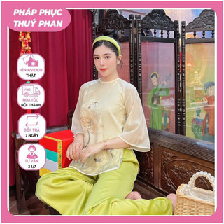 Đồ lam,Bộ lụa nữ,Pháp phục phật tử,Quần áo đi chùa lụa tơ in 3D