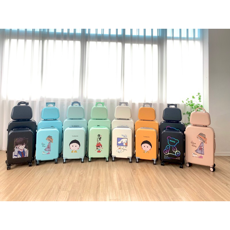 Vali du lịch, vali kéo chibi hoạt hình Quảng Châu, Vali nhựa dẻo Abs, Size 20+24 inch kèm cốp