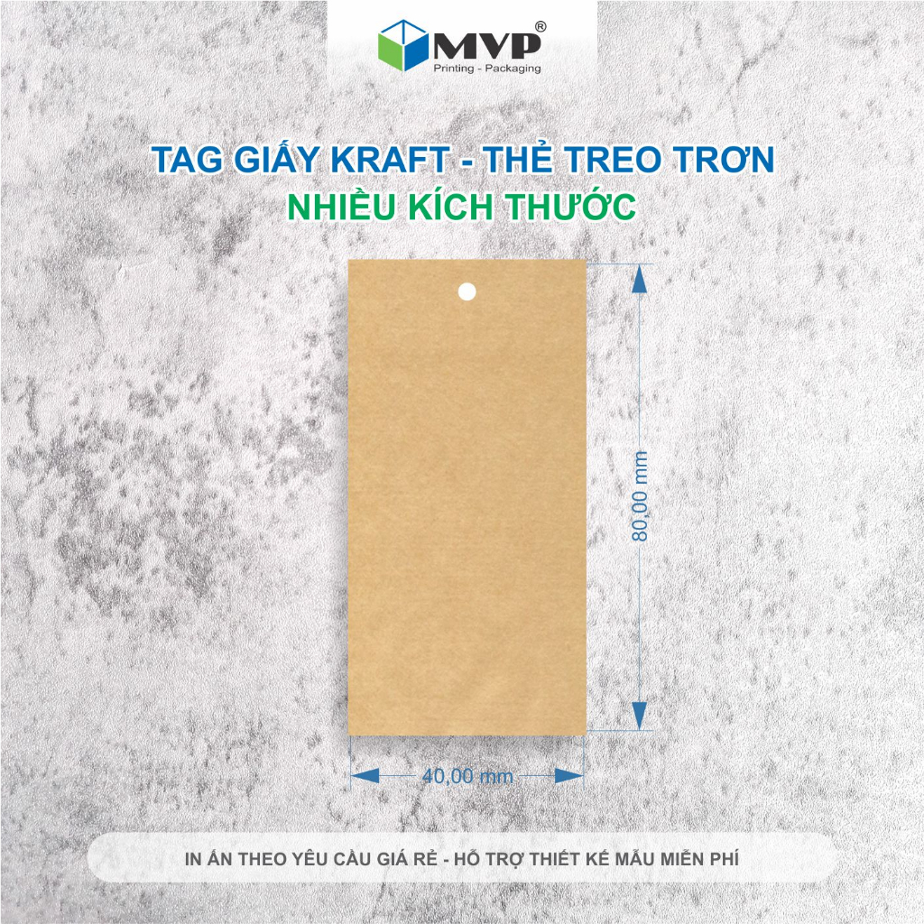 Thẻ treo Tag Giấy Kraft nhiều kích thước - Thẻ treo trơn không in