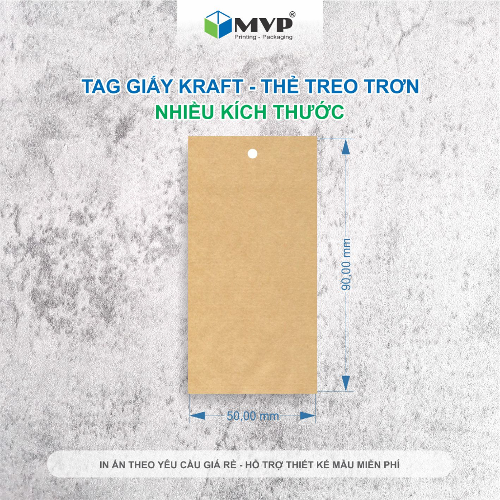 Thẻ treo Tag Giấy Kraft nhiều kích thước - Thẻ treo trơn không in