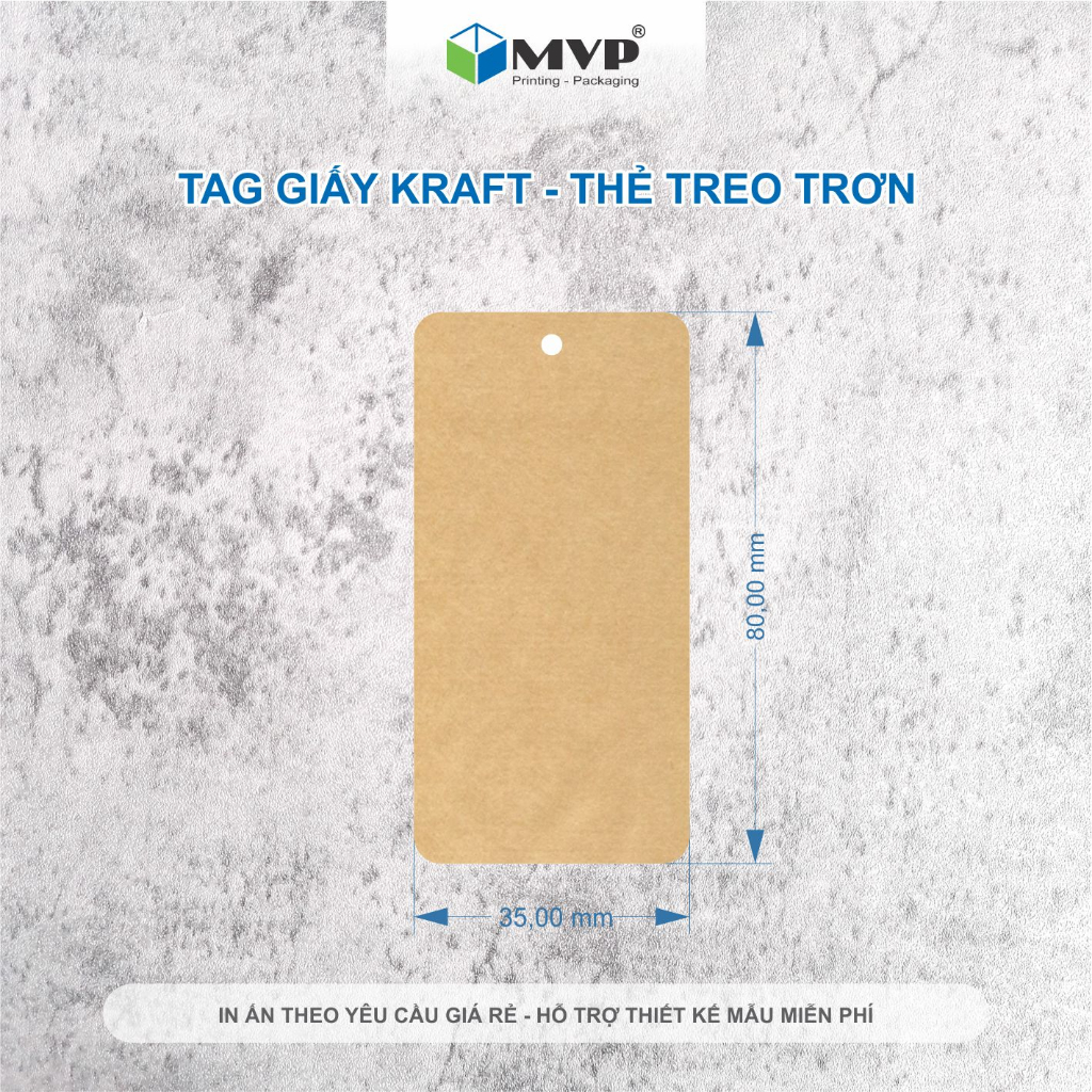 Thẻ treo Tag Giấy Kraft nhiều kích thước - Thẻ treo trơn không in