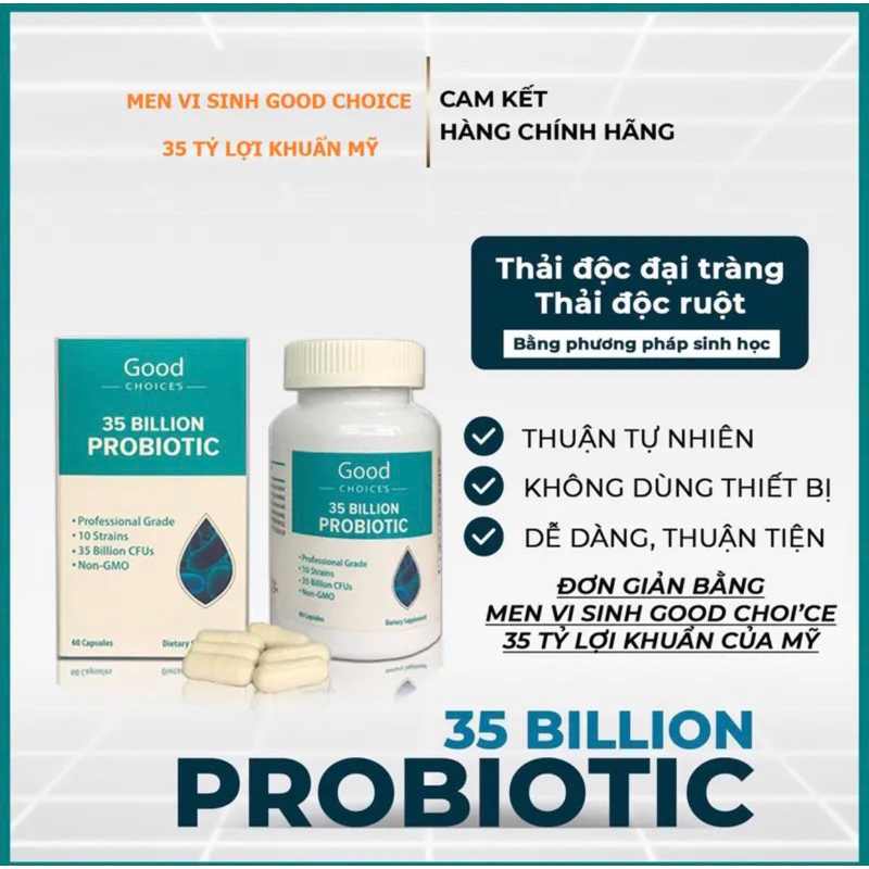 Men vi sinh Good Choice 35 Tỷ Lợi Khuẩn Mỹ 60 viên