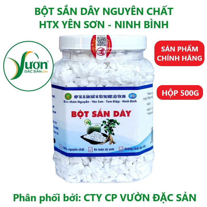 Bột sắn dây nguyên chất (Hộp 500g) CHÍNH HÃNG HTX Yên Sơn Ninh Bình giúp thanh nhiệt tốt cho tiêu hóa - Vườn Đặc Sản