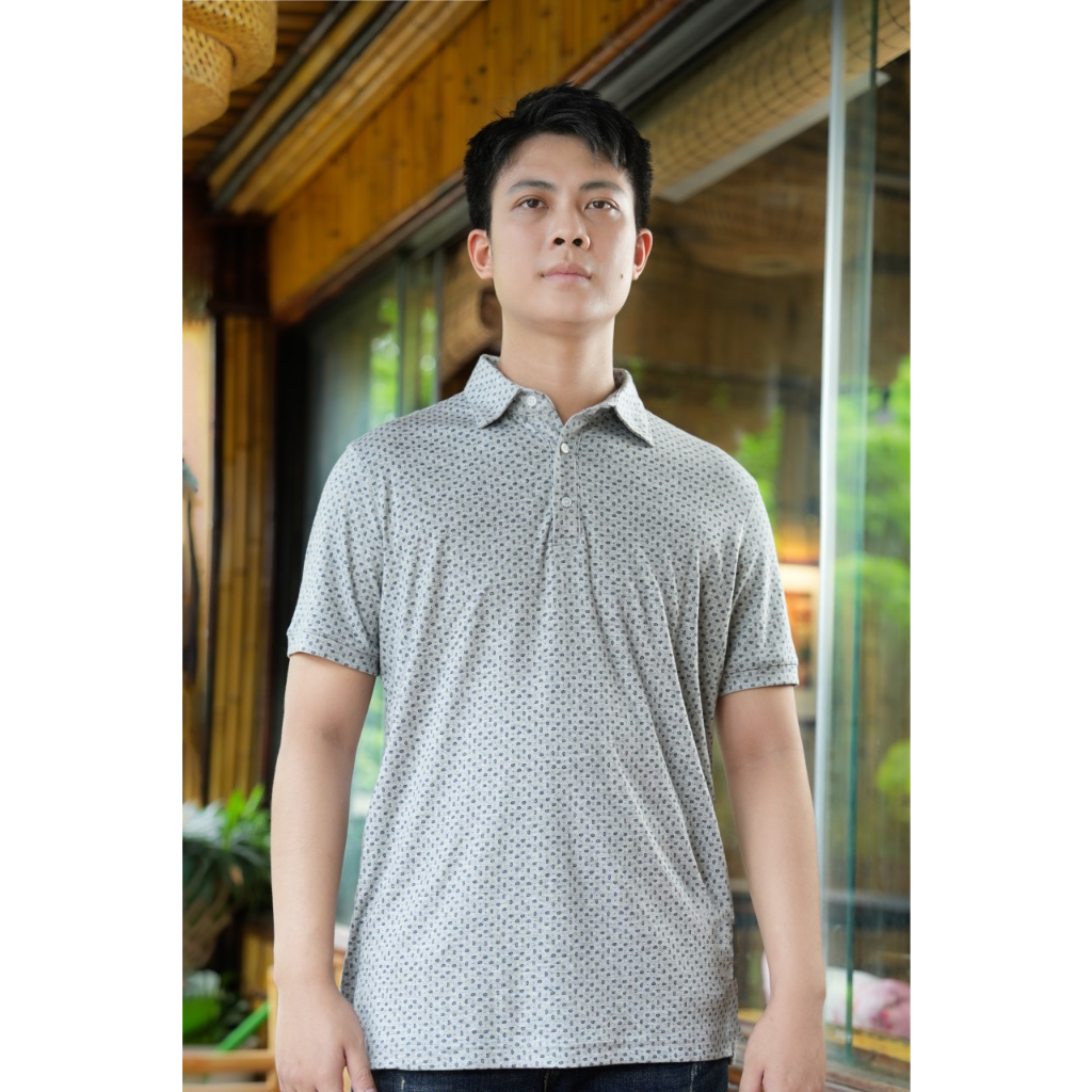 Áo polo FALUMAR cho nam, áo phông cổ bẻ cotton hoạ tiết cho thanh niên và trung niên