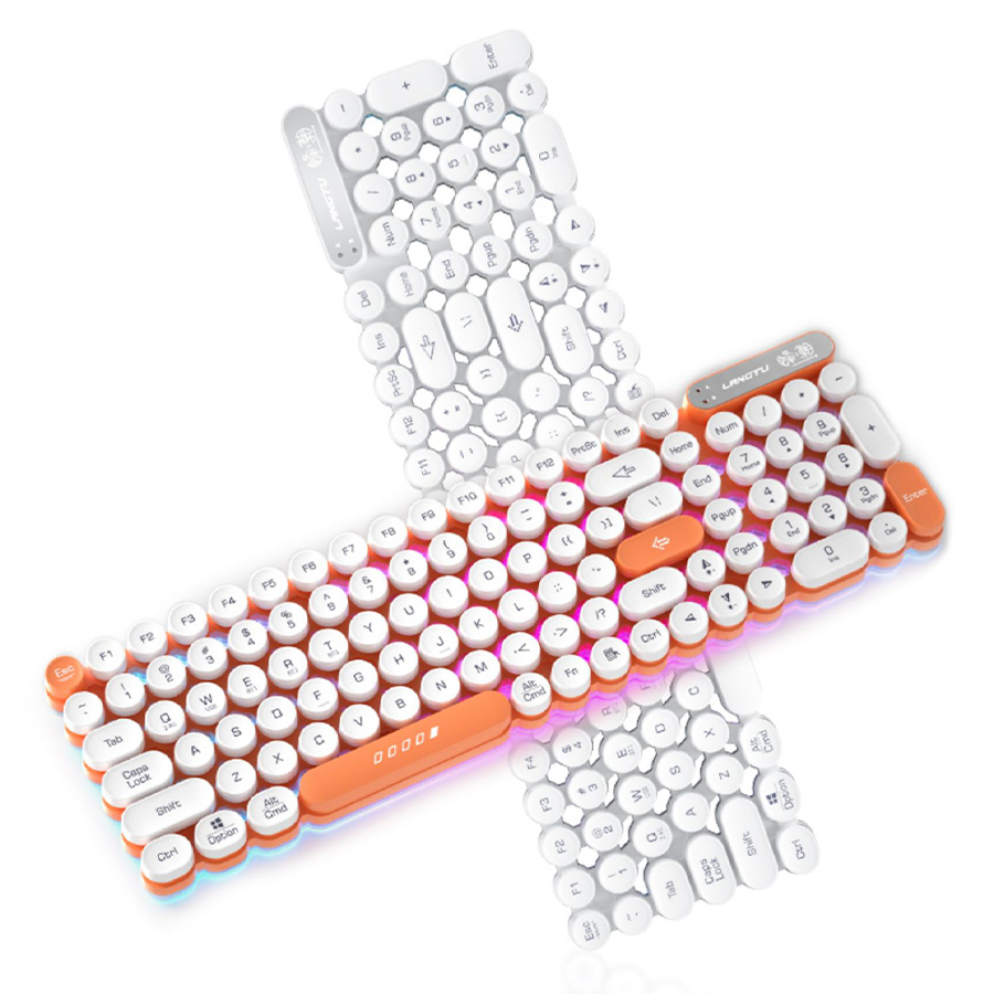 Bàn Phím Máy Tính LANGTU OG102 Bluetooth Không Dây Gaming Văn Phòng Layout 102 Phím Nút Tròn Bàn Phím Đèn LED D01