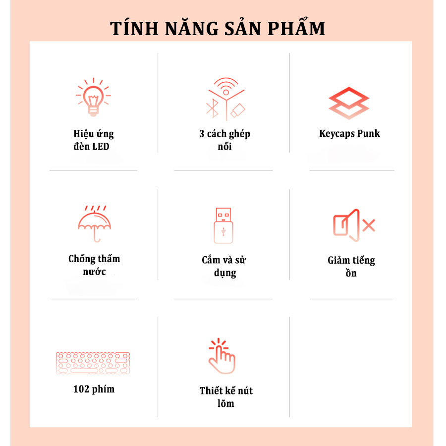 Bàn Phím Máy Tính LANGTU OG102 Bluetooth Không Dây Gaming Văn Phòng Layout 102 Phím Nút Tròn Bàn Phím Đèn LED D01