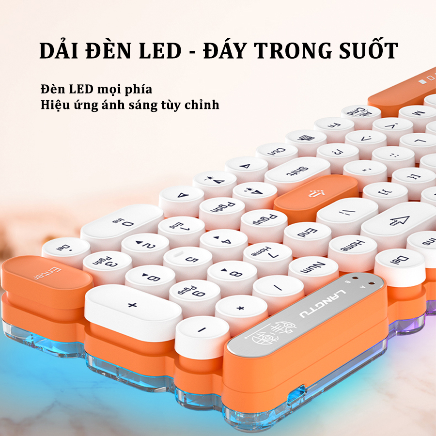 Bàn Phím Máy Tính LANGTU OG102 Bluetooth Không Dây Gaming Văn Phòng Layout 102 Phím Nút Tròn Bàn Phím Đèn LED D01