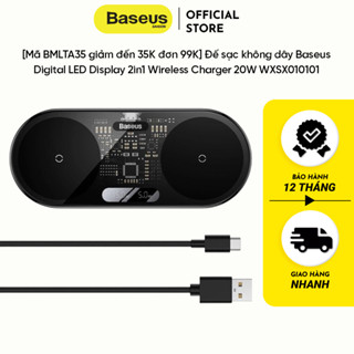 Đế sạc không dây Baseus WXSX digital led display 2in1 wireless charger 20w - hàng chính hãng