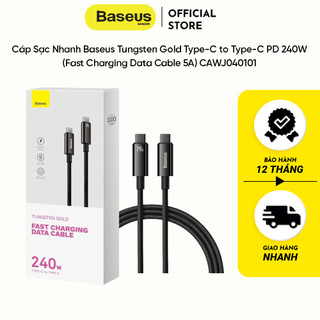 Cáp sạc nhanh baseus tungsten gold type-c to type-c pd 240w cawj040101