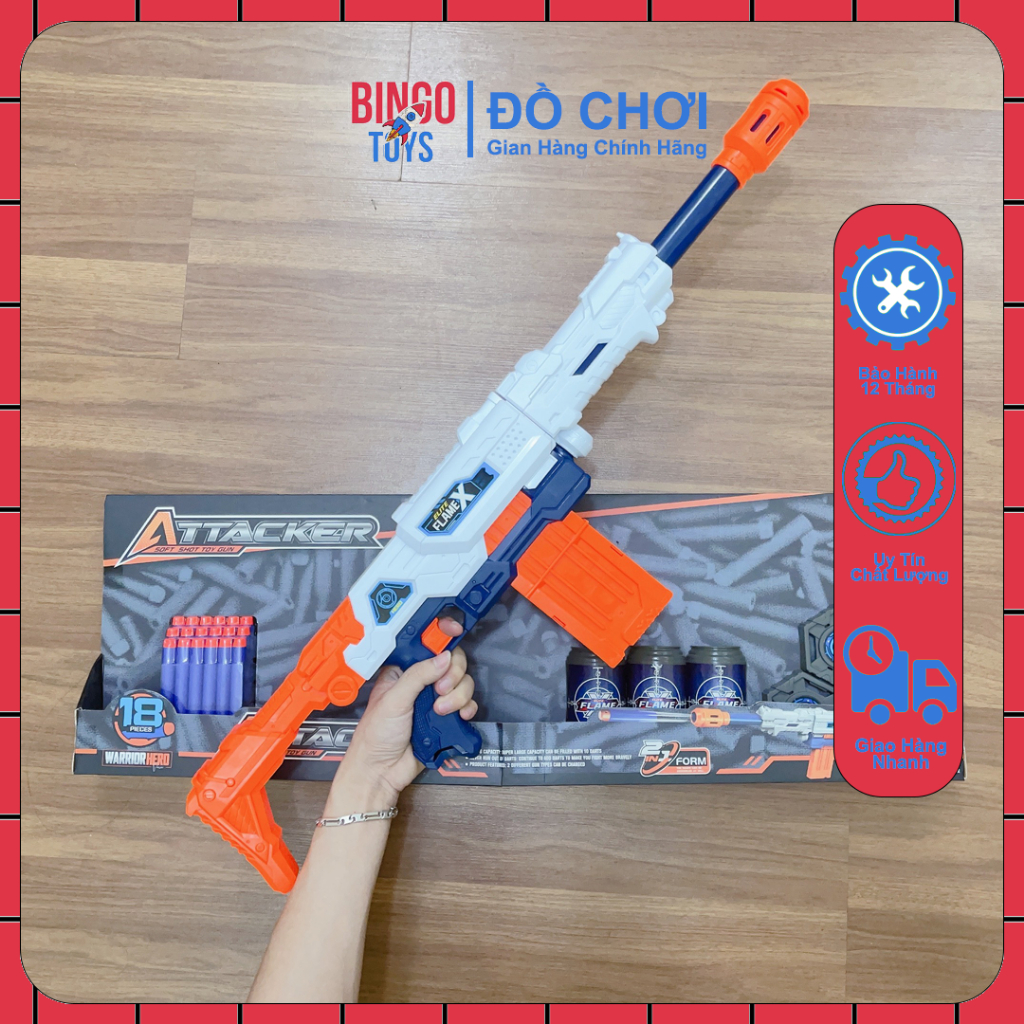 Đồ Chơi Trẻ Em Bắn Xốp Neft Liên Thanh Tặng Kèm 18 Viên Xốp - 3 Hồng Tâm - 3 Lon Mục Tiêu - Nhựa ABS An Toàn Với Trẻ Em
