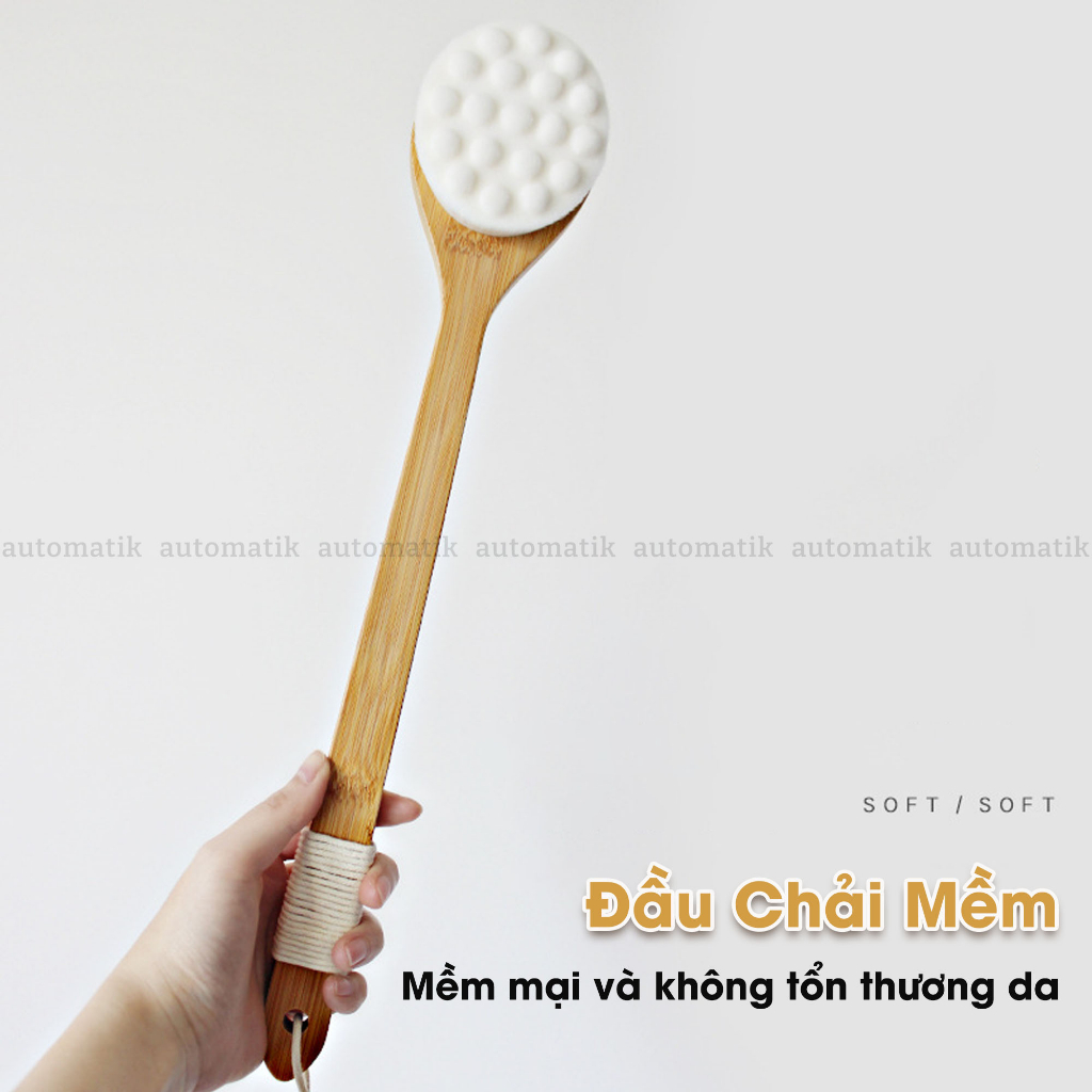 Cây Chà Lưng Cọ Lưng Bàn Chải Tắm Kì Lưng Tẩy Tế Bào Chết Kỳ Lưng Kì Ghét Body Lông Mềm Mịn Tạo Bọt Tốt - Automatik