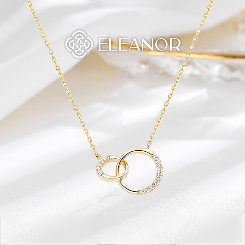 Dây chuyền nữ bạc 925 Eleanor Accessories mặt tròn đôi đính đá phụ kiện trang sức 4496