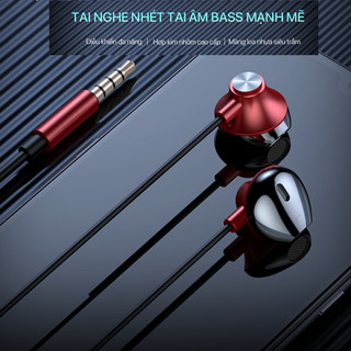 Tai nghe nhét tai có dây gaming Acome – aw05 thể thao in-ear 45 độ màng loa siêu trầm âm thanh nổi có micro đàm thoại