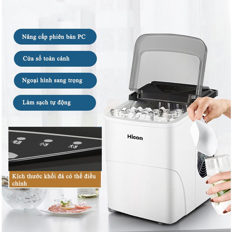 Máy làm đá viên nhiều kích thước Hicon - Tủ đá giữ nhiệt mini Công suất mạnh mẽ