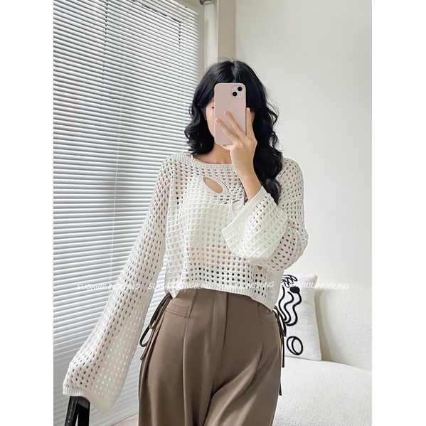 Áo Lưới Kiểu Tay Dài Style Y2K kèm bra A95 | tiemme.store