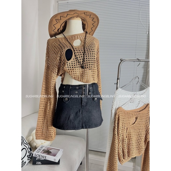 Áo Lưới Kiểu Tay Dài Style Y2K kèm bra A95 | tiemme.store