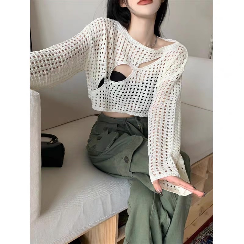 Áo Lưới Kiểu Tay Dài Style Y2K kèm bra A95 | tiemme.store