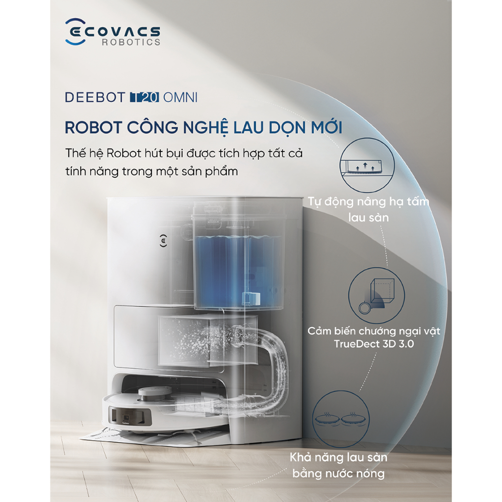 Robot hút bụi lau nhà Ecovacs Deebot T20 Omni_Bản quốc tế DLX23_Bảo hành 24 tháng