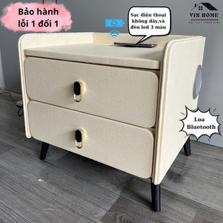 Tủ đầu giường thông minh có sạc điện thoại không dây, loa bluetooth chất lượng cao hàng nhập khẩu - nội thất vin home