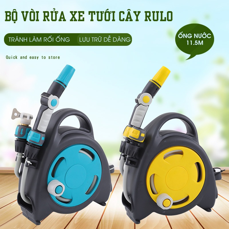 Bộ Vòi Rửa Xe, Tưới Cây Rulo Thu Cuộn Ống Nước (11.5m)