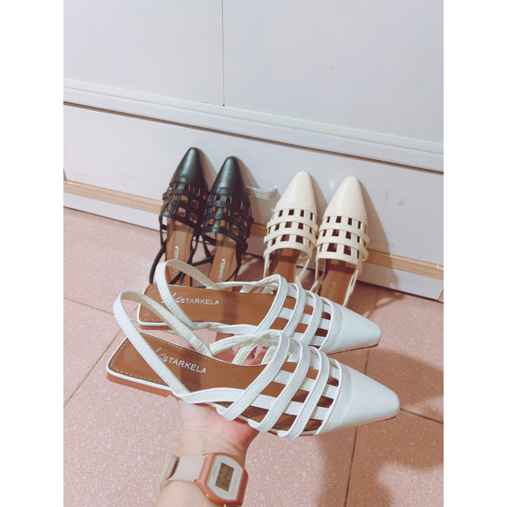 Sandal nữ, sục mũi nhọn đan dây bít mũi nhẹ 3 màu xinh