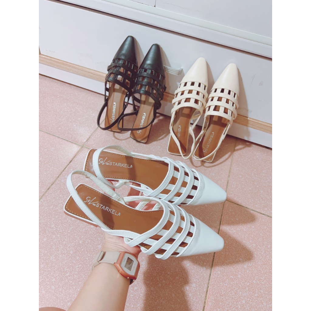 Sandal nữ, sục mũi nhọn đan dây bít mũi nhẹ 3 màu xinh