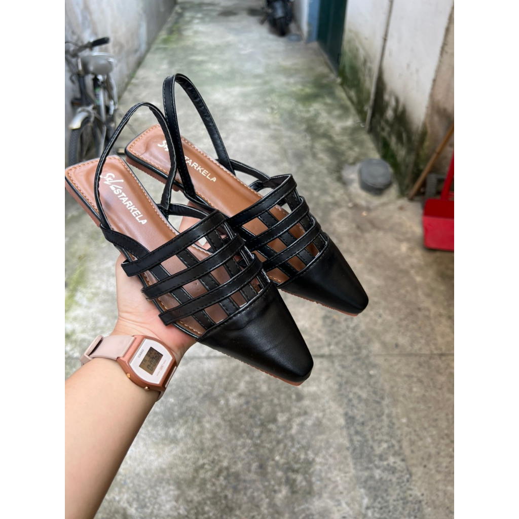 Sandal nữ, sục mũi nhọn đan dây bít mũi nhẹ 3 màu xinh