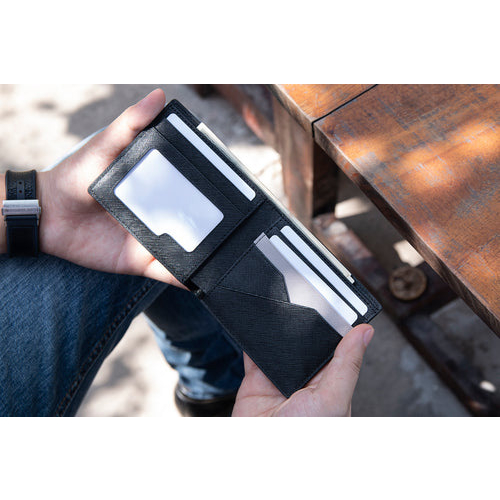 Ví Nam Gập Đôi Da Saffiano Vintage