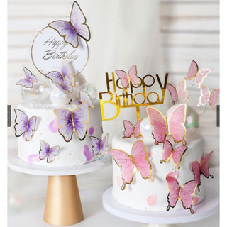 Set 10 bướm giấy trang trí bánh kem, trang trí tráp cưới