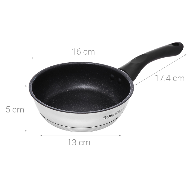 Chảo Inox 5 Đáy Chống Dính Vân Đá IN16M4 -IN28M4 Dùng Trên Mọi Loại Bếp Sản Phẩm Chính Hãng