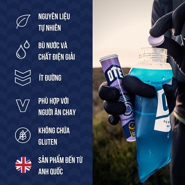 Viên sủi điện giải  OTE Hydro Tabs, Bù Nước Nhanh Chóng, Ngăn Chuột Rút, Duy Trì Tập Trung