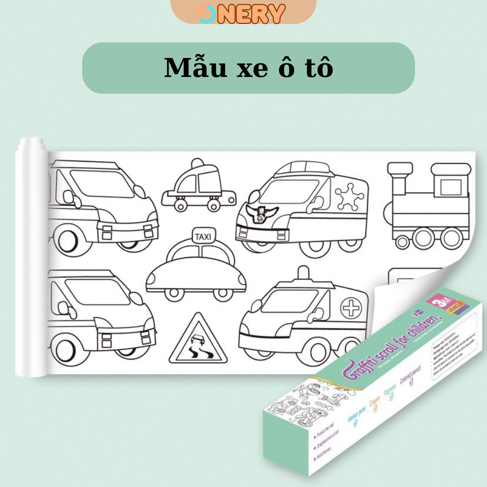 Tranh Tô Màu Dài 3 Mét Cho Bé - Cuộn Tranh Tô Màu Rộng 30 cm Có Sẵn Decan Dán Trên Tường