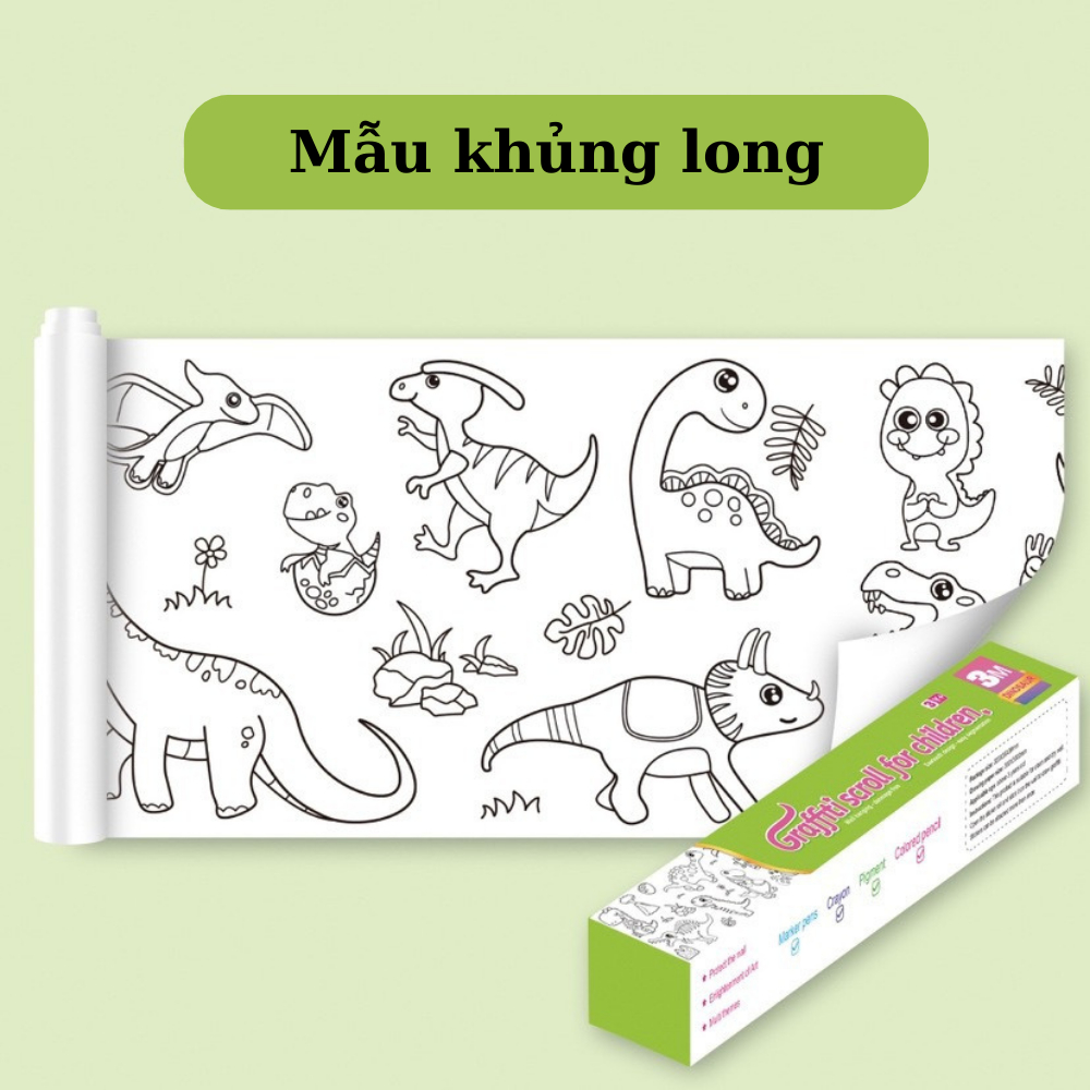 Tranh Tô Màu Dài 3 Mét Cho Bé - Cuộn Tranh Tô Màu Rộng 30 cm Có Sẵn Decan Dán Trên Tường