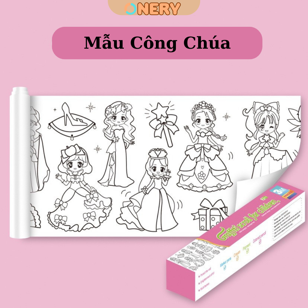Tranh Tô Màu Dài 3 Mét Cho Bé - Cuộn Tranh Tô Màu Rộng 30 cm Có Sẵn Decan Dán Trên Tường