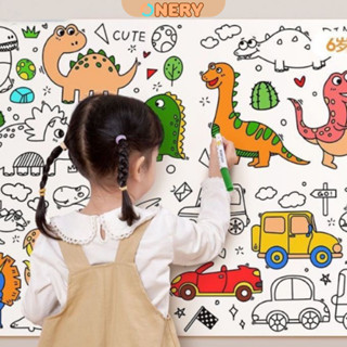 Tranh Tô Màu Dài 3 Mét Cho Bé - Cuộn Tranh Tô Màu Rộng 30 cm Có Sẵn Decan Dán Trên Tường