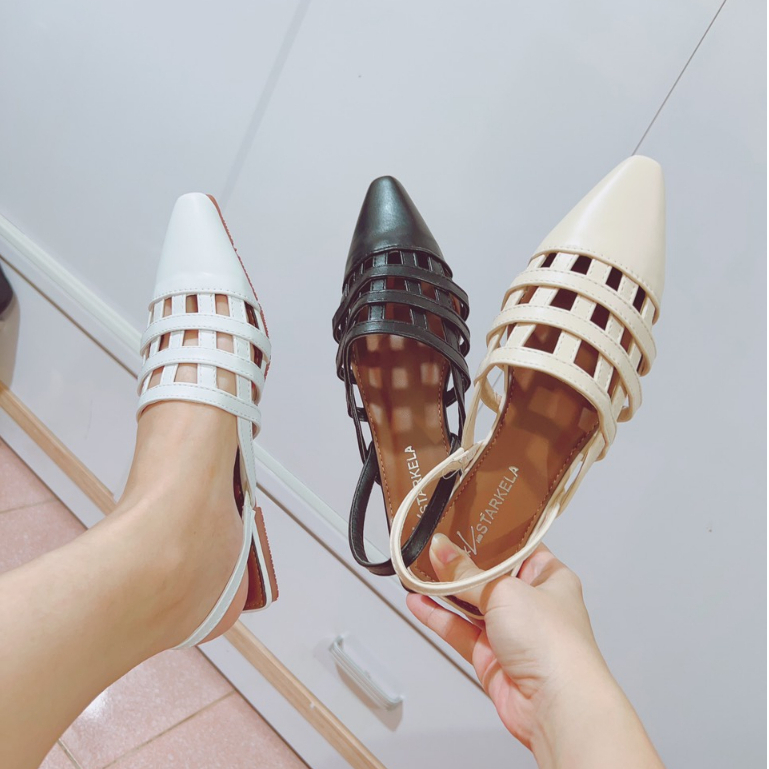 Dép nữ- sandal nữ mũi nhọn bít mũi nhẹ nhàng đan dây gót 2cm thoáng khí( rọ hậu nhọn)