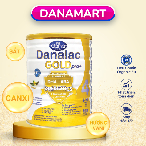 Sữa Danalac Gold Pro+ Số 4 Cho Trẻ 3- 10 Tuổi Hộp 800g Hàng Chính Hãng