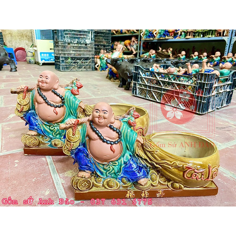 Chậu tượng di lạc gánh hồ đào kéo TÀI LỘC